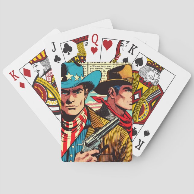 Vintage Cowboy Comics Playing Cards (Back)