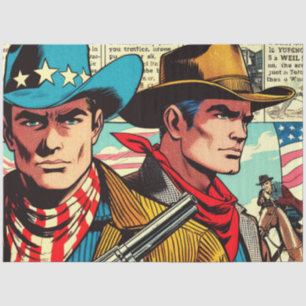 Vintage Cowboy Comics Tissue Paper