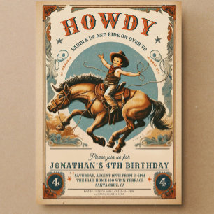 Vintage Cowboy Country Western  Birthday  Invitation