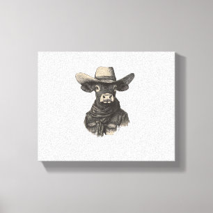 Vintage Cowboy Cow Shirt - Western Cow Canvas Print