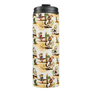 Vintage Cowboy Cowgirl Country Kids Pony Cactus Thermal Tumbler