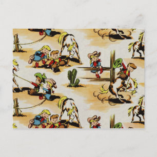 Vintage Cowboy Cowgirl  Postcard