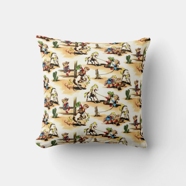 Vintage Cowboy - Cowgirls - Horses - Western Ranch Cushion (Front)
