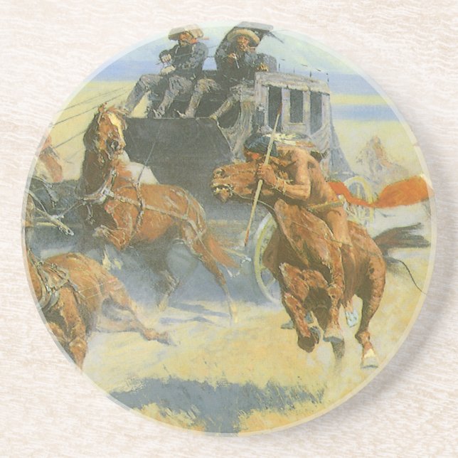Vintage Cowboy, Downing the Nigh Leader, Remington Coaster (Front)