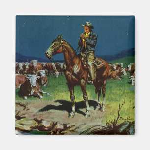 Vintage Cowboy, Farming Cattle Rancher on the Farm Magnet