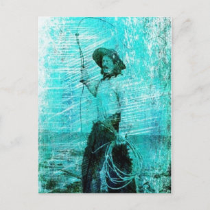 Vintage Cowboy Grunge Postcard