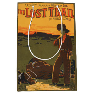 Vintage Cowboy & Horse Sunset Western Wall Art Medium Gift Bag