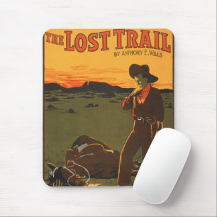 Vintage Cowboy & Horse Sunset Western Wall Art Mouse Pad
