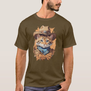 Vintage Cowboy Kitten Design T-Shirt