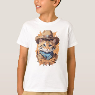 Vintage Cowboy Kitten Design T-Shirt