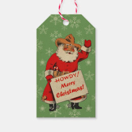 Vintage Cowboy Santa Gift Tags