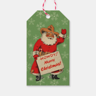 Vintage Cowboy Santa Gift Tags