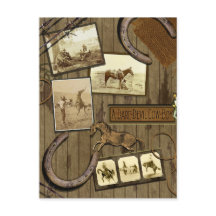 Vintage Cowboy Scrapbook Postcard