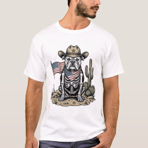 Vintage Cowboy Skeleton Dog Patriotic Shirt Design