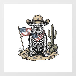 Vintage Cowboy Skeleton Dog Patriotic Shirt Design
