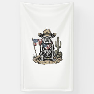 Vintage Cowboy Skeleton Dog Patriotic Shirt Design Banner