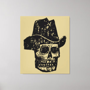 Vintage Cowboy Skull Print with Old Western Hat