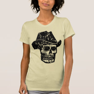 Vintage Cowboy Skull Print with Old Western Hat T-Shirt