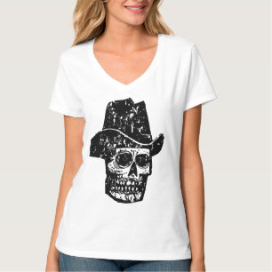 Vintage Cowboy Skull Print with Old Western Hat T-Shirt