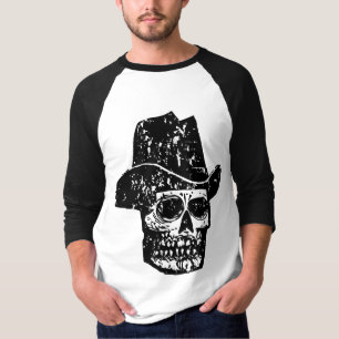 Vintage Cowboy Skull Print with Old Western Hat T-Shirt