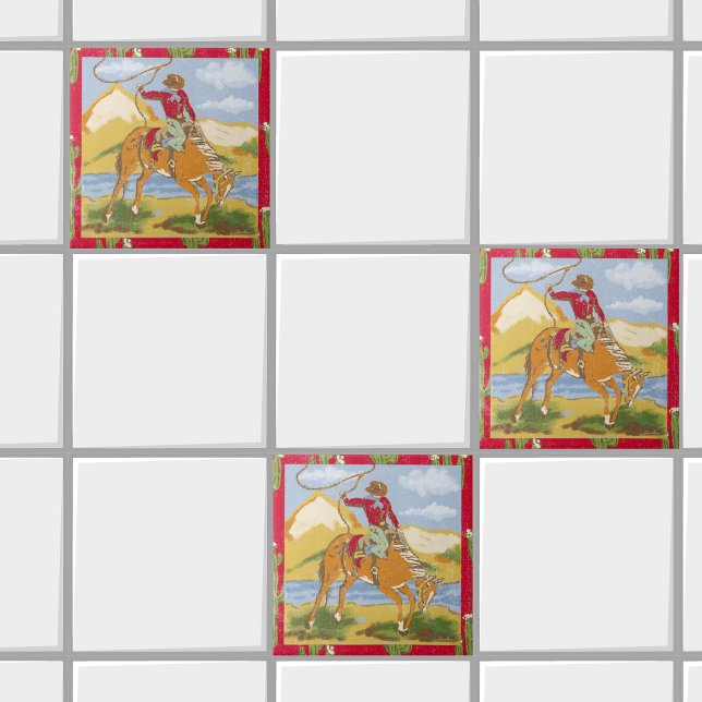 Vintage Cowboy Western Rodeo Wild West Tile (Creator Uploaded)