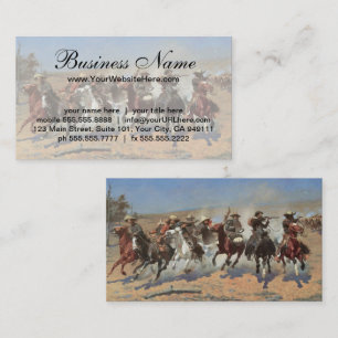 Vintage Cowboys, A Dash For Timber by Remington Business Card