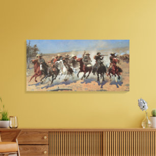 Vintage Cowboys, A Dash For Timber by Remington Canvas Print
