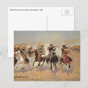 Vintage Cowboys, A Dash For Timber by Remington Postcard