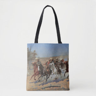 Vintage Cowboys, A Dash For Timber by Remington Tote Bag