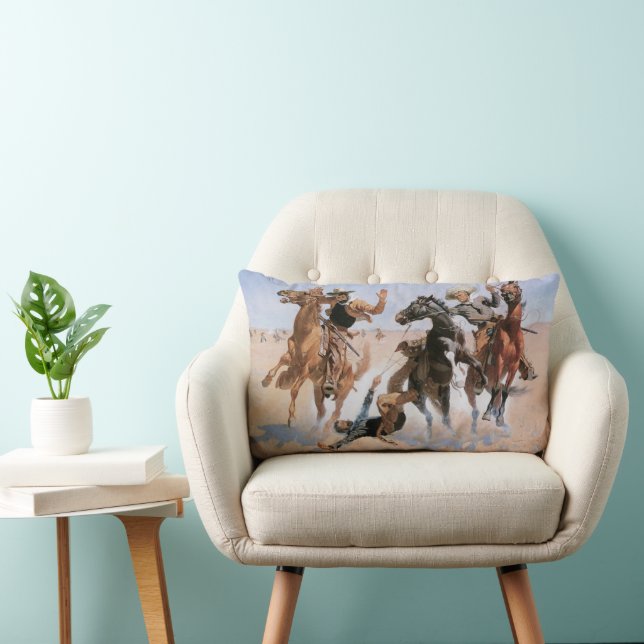 Vintage Cowboys, Aiding a Comrade Remington Lumbar Cushion (Chair)