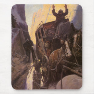 Vintage Cowboys, Hold Up in the Canyon by NC Wyeth Mouse Pad
