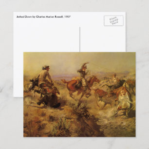 Vintage Cowboys, Jerked Down by CM Russell Postcard