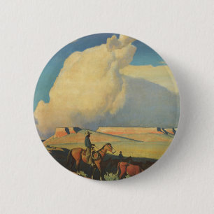 Vintage Cowboys, Open Range by Maynard Dixon 6 Cm Round Badge