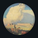 Vintage Cowboys, Open Range by Maynard Dixon Magnet<br><div class="desc">Open Range (1942) by Maynard Dixon is a vintage American West fine art landscape painting. A cowboy rancher riding his horse on the plains of the southwest. He is herding his cows, bulls and cattle on the prairie. Large white clouds fill the sky over the open farm fields and the...</div>