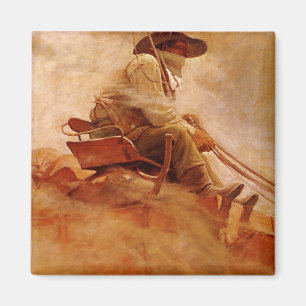 Vintage Cowboys, The Ore Wagon by NC Wyeth Magnet