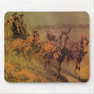 Vintage Cowboys, The Stage Coach by John Borein Mouse Pad