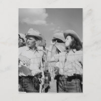 Vintage Cowgirl and Cowboy Photograph 