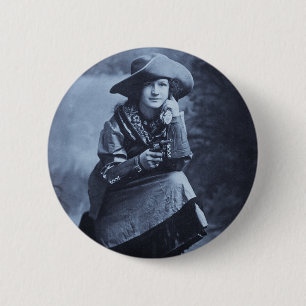 Vintage Cowgirl and Her Six Shooter 6 Cm Round Badge