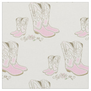 Vintage Cowgirl Boots Soft Pink Baby Room Decor Fabric