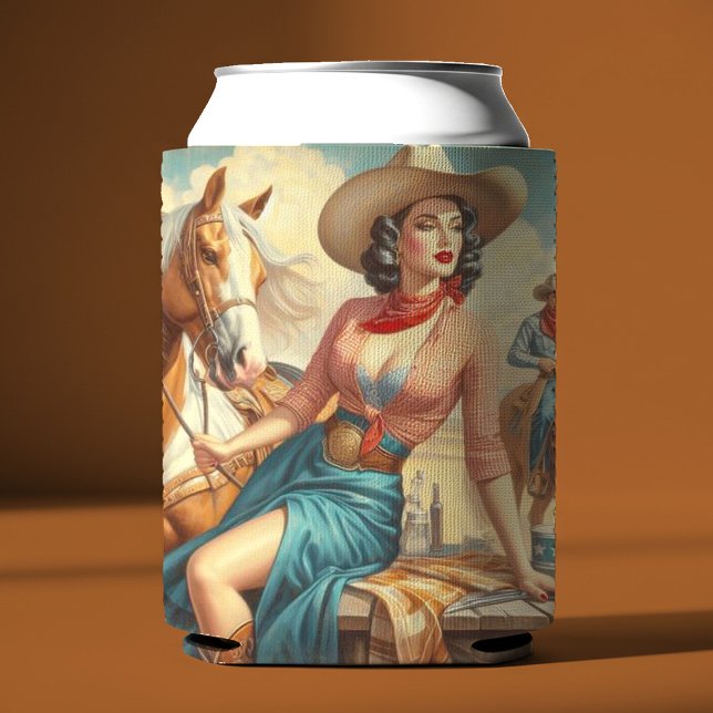 Vintage Cowgirl Can Cooler (Creator Uploaded)