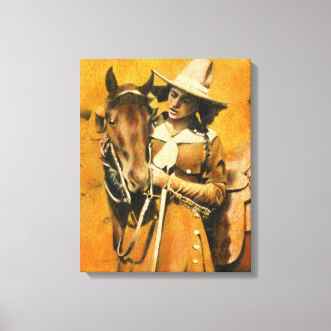 Vintage Cowgirl Canvas Print (Front)