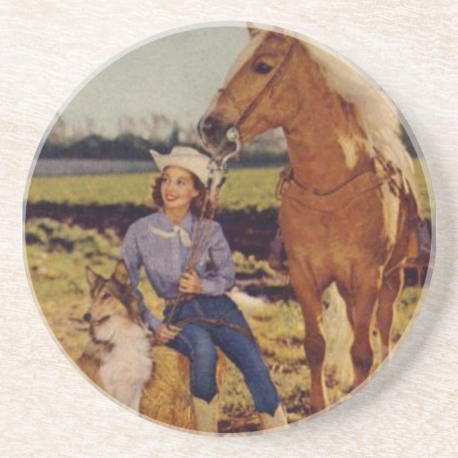 Vintage Cowgirl Coaster (Front)