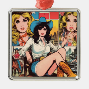 Vintage Cowgirl Comics Metal Tree Decoration
