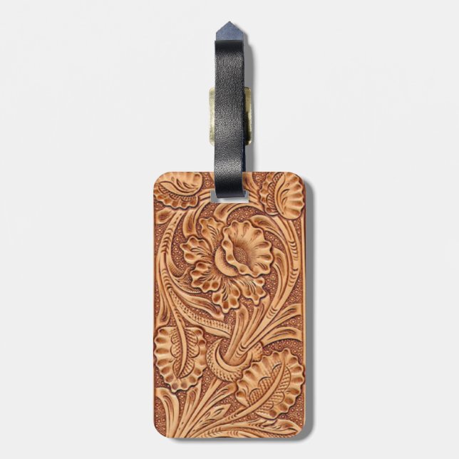 vintage cowgirl fashion southwestern leather luggage tag (Back Vertical)