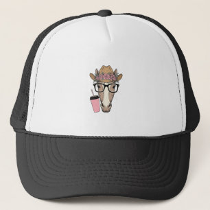 Vintage Cowgirl Horse With Flowers and Pink Drink Trucker Hat