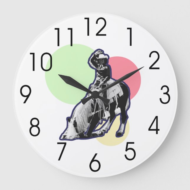 Vintage Cowgirl Large Clock (Front)