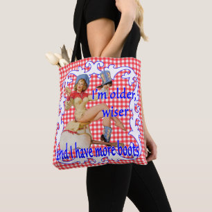 Vintage Cowgirl Older Wiser More Boots Tote Bag