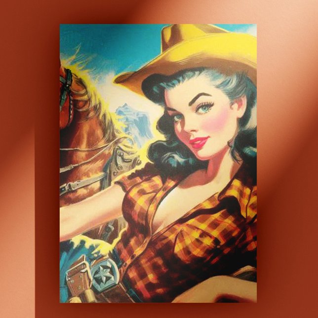 Vintage Cowgirl Painting Postcard (Creator Uploaded)