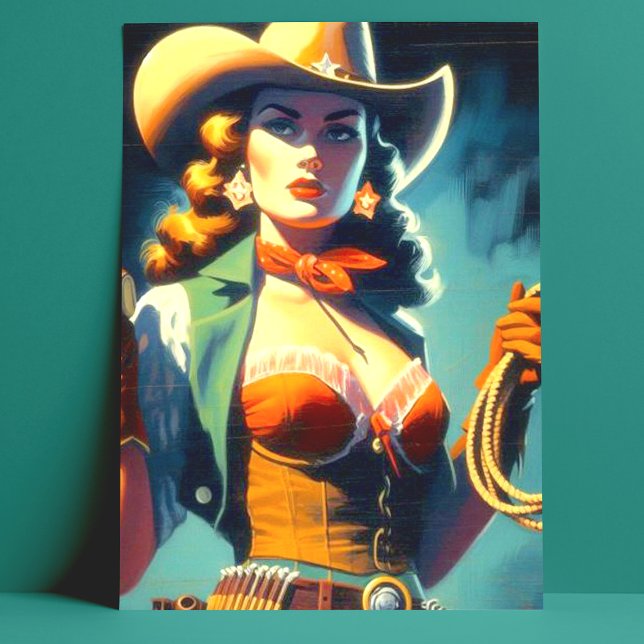 Vintage Cowgirl Painting Postcard (Creator Uploaded)