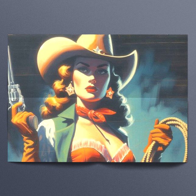 Vintage Cowgirl Painting Tissue Paper (Creator Uploaded)